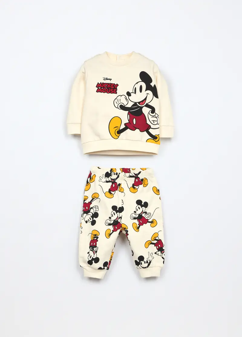 Jogging Set In Puro Cotone Fleece Neonato, Bianco