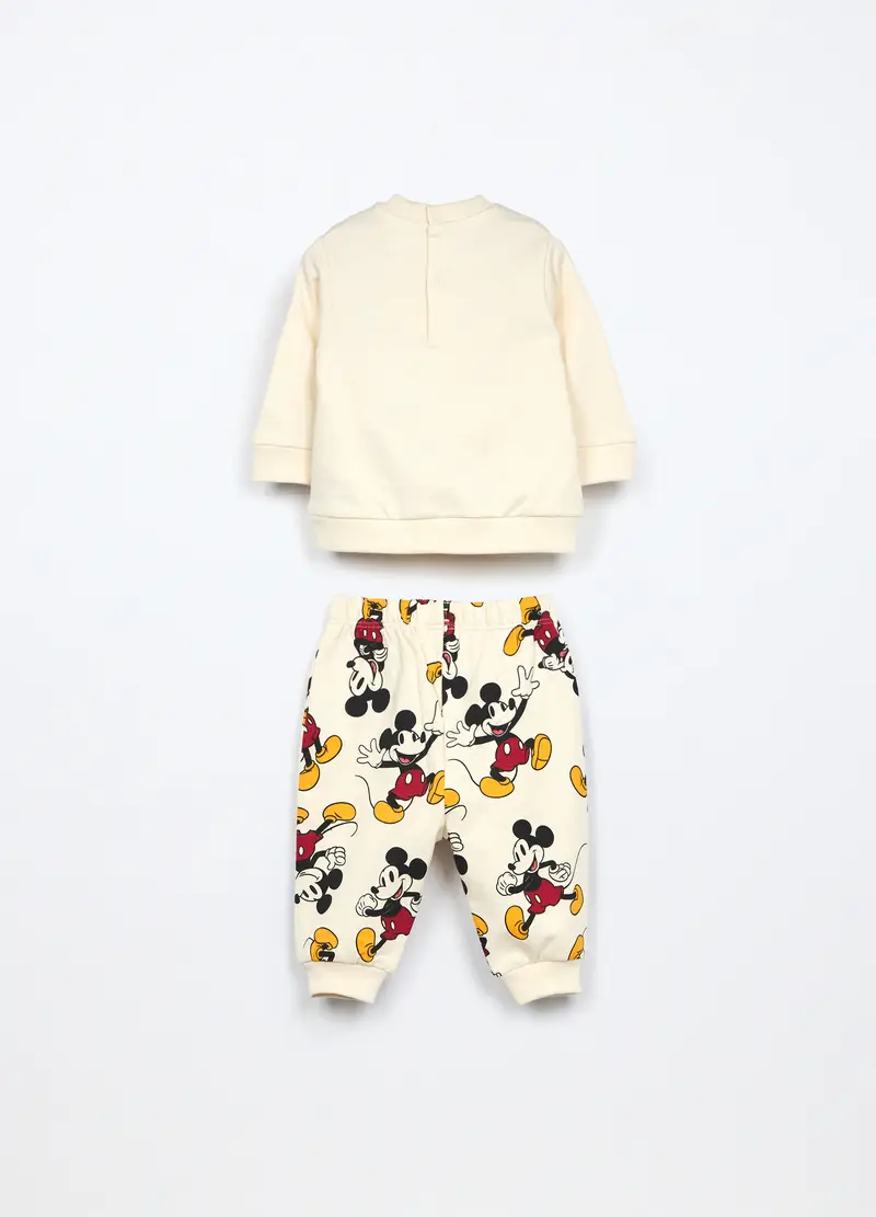 Jogging Set In Puro Cotone Fleece Neonato, Bianco miniatura 2