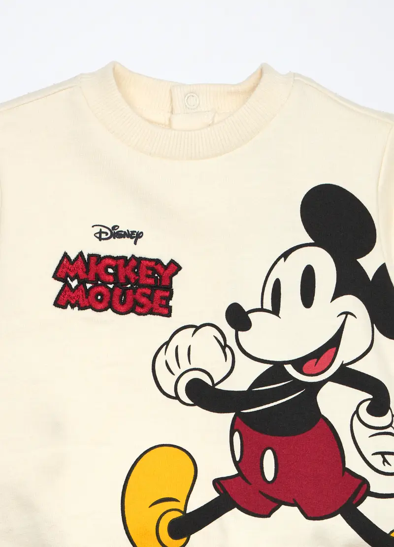 , Jogging Set In Puro Cotone Fleece Neonato, Bianco miniatura 3