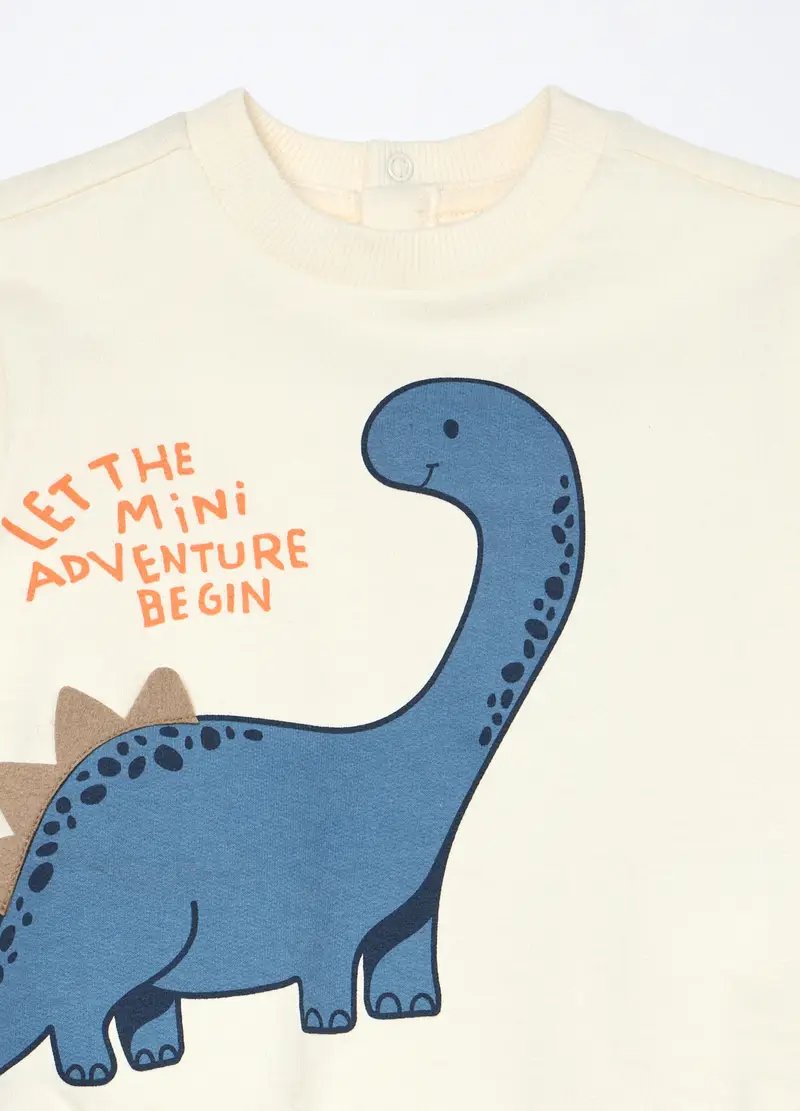 Jogging Set In Puro Cotone Fleece Neonato, Marrone chiaro miniatura 3