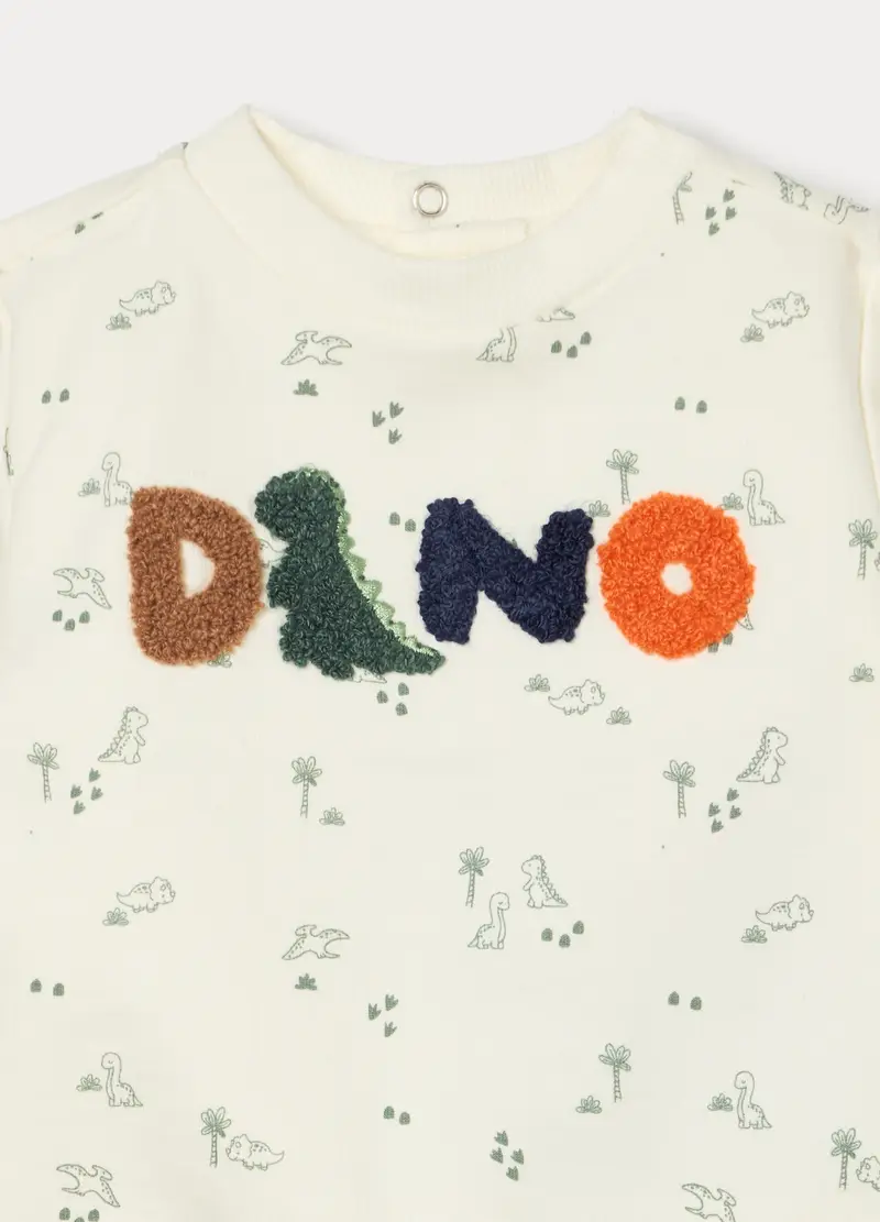 Jogging Set In Puro Cotone Fleece Neonato, Marrone scuro miniatura 3