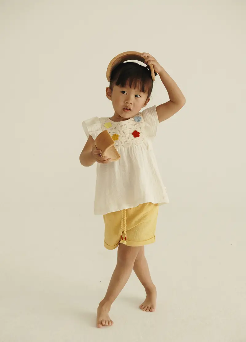 Blukids, Jogging Set In Puro Cotone Iana Neonata, Bianco/Giallo, Taglia: 6