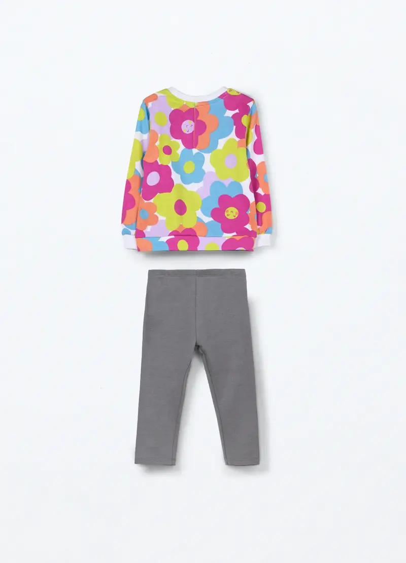 Jogging Set In Puro Cotone Neonata, Bambina, Rosa miniatura 2