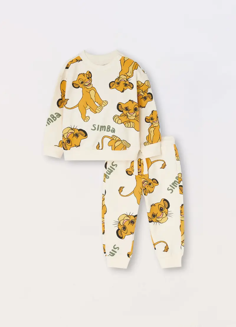 Jogging Set Simba In Felpa Di Puro Cotone Neonato, Bambino, Bianco