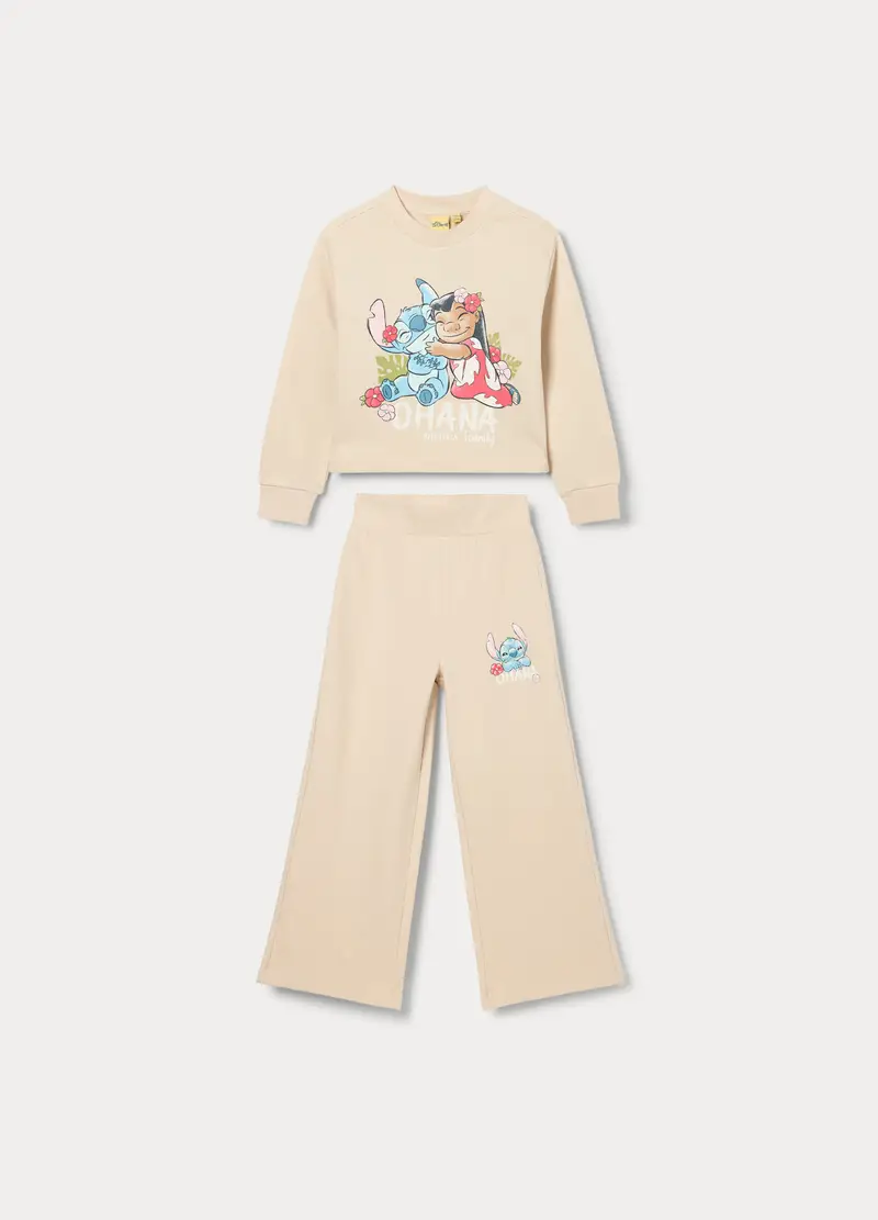 Jogging Set Stitch In French Terry Bambina, Bianco avorio