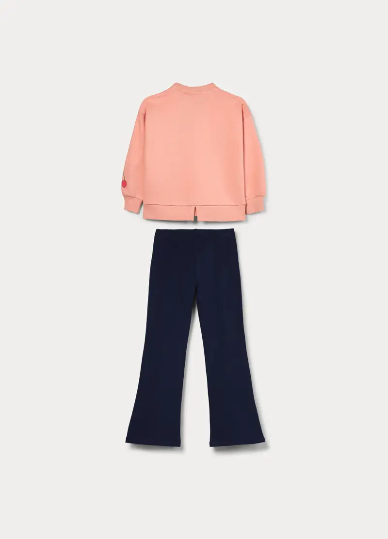 Jogging Set Stitch In French Terry Bambina, Rosa corallo miniatura 2