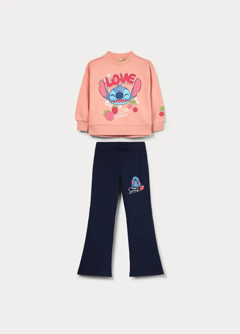Jogging Set Stitch In French Terry Bambina, Rosa corallo