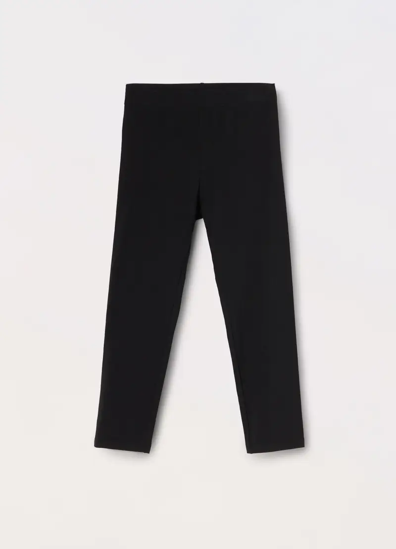 Leggings Capri In Cotone Stretch Ragazza, Bambina, Nero