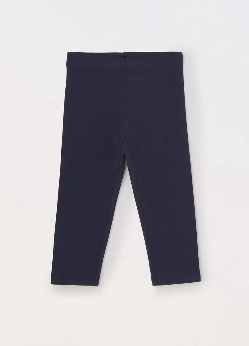 Leggings Capri In Jersey Di Cotone Stretch Ragazza, Bambina, Blu scuro