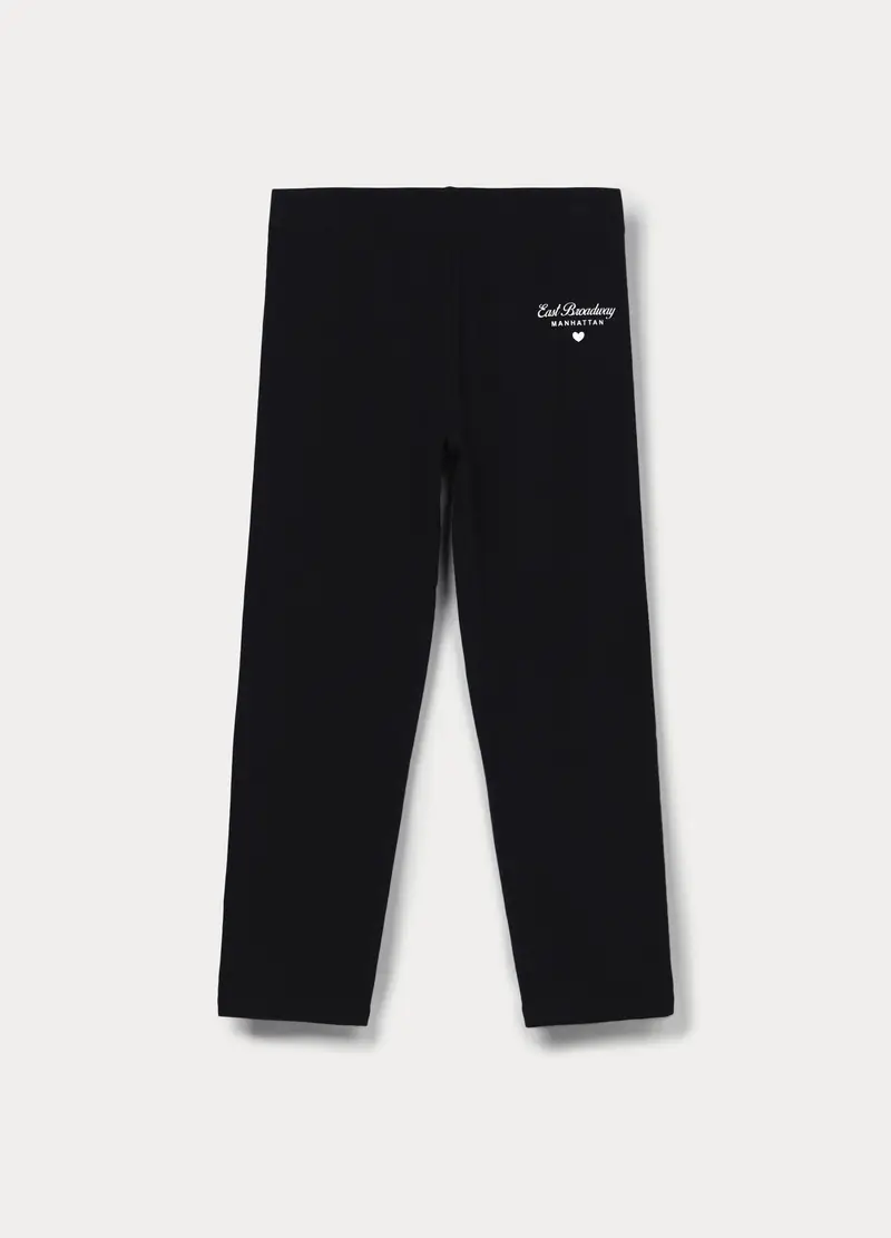 Leggings Capri Regular Fit In Cotone Stretch Ragazza, Bambina, Nero