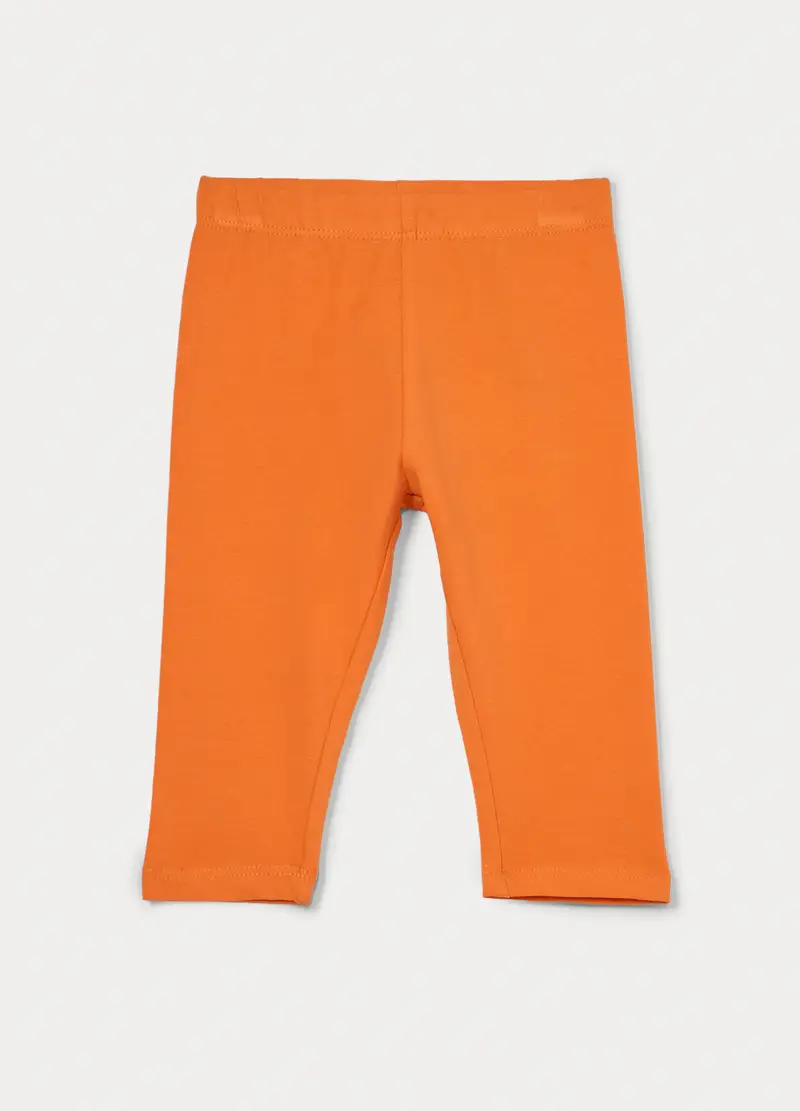 Leggings Capri Slim Fit In Jersey Di Cotone Stretch Bimba, Bambina, Arancione tangerine