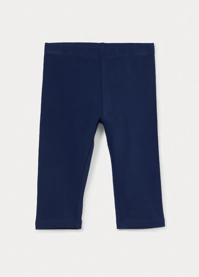 Leggings Capri Slim Fit In Jersey Di Cotone Stretch Bimba, Bambina, Blu scuro