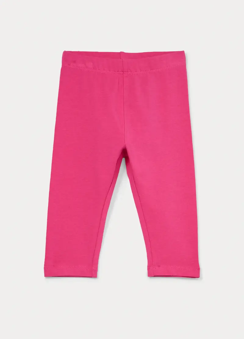 Leggings Capri Slim Fit In Jersey Di Cotone Stretch Bimba, Bambina, Rosa fuxia