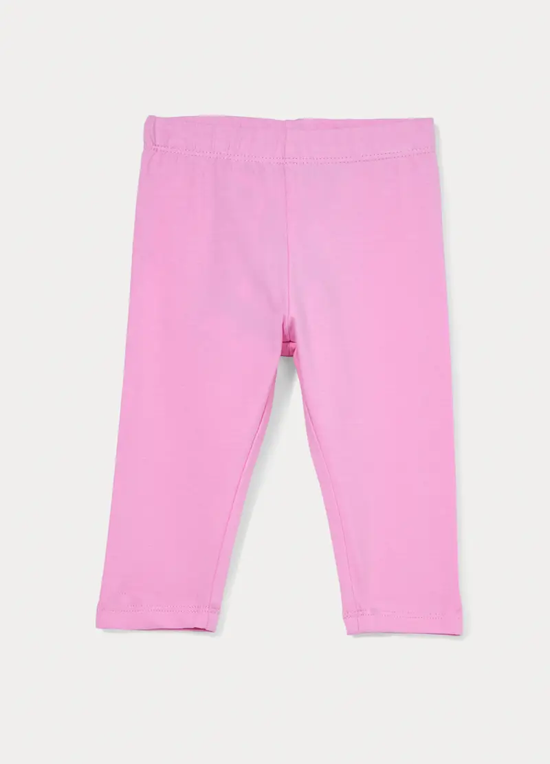 Leggings Capri Slim Fit In Jersey Di Cotone Stretch Bimba, Bambina, Rosa pastello