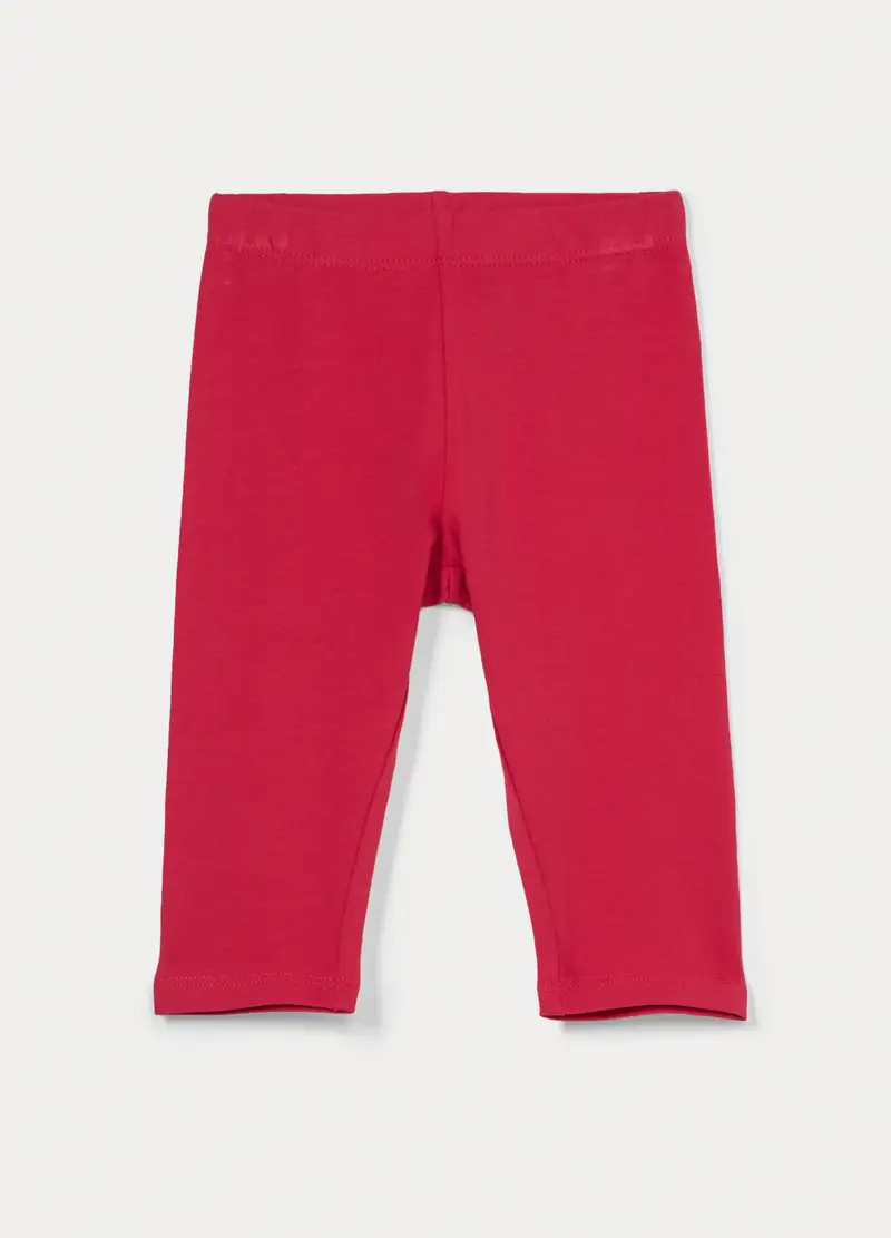 Leggings Capri Slim Fit In Jersey Di Cotone Stretch Bimba, Bambina, Rosso aragosta