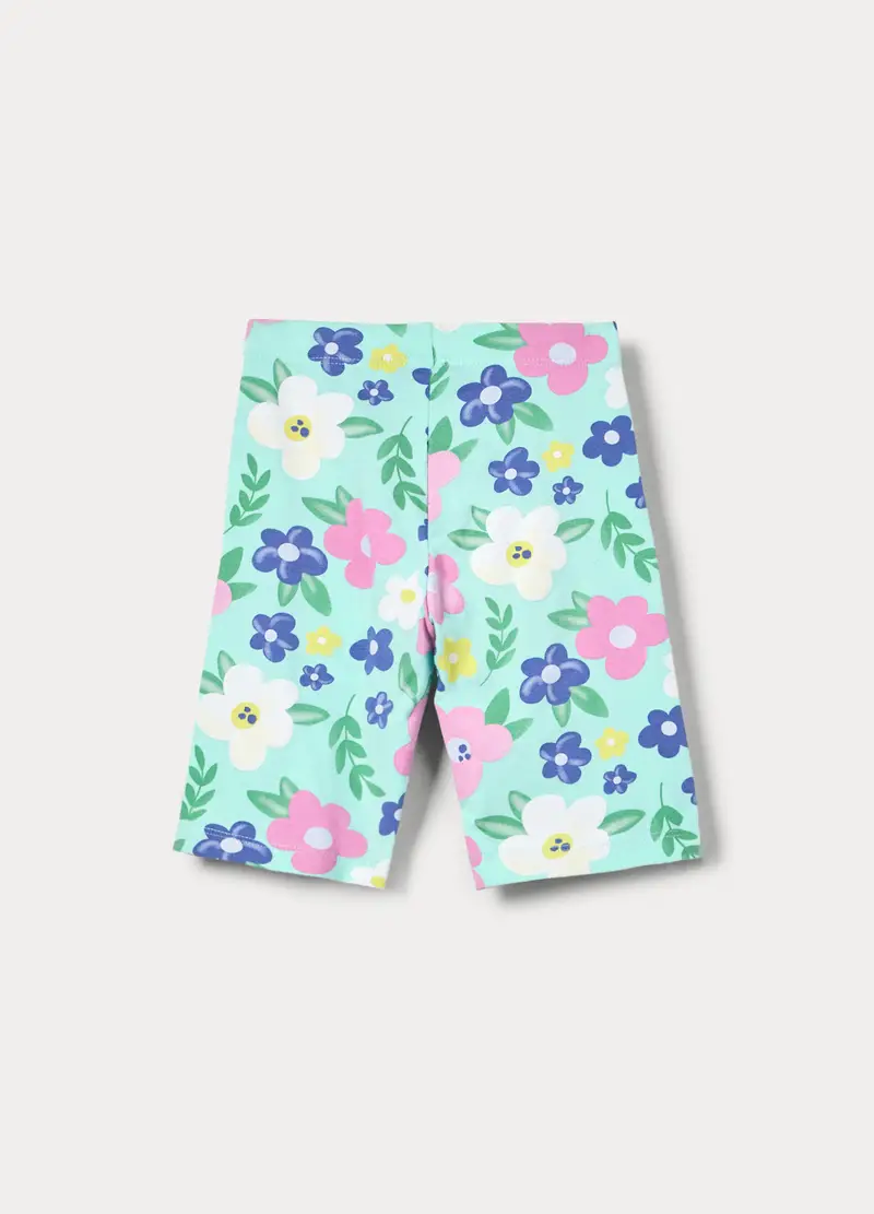 Leggings Corti In Jersey Di Cotone Stretch Bambina, Azzurro acquamarina miniatura 2