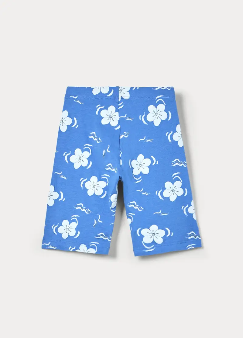 Leggings Corti In Jersey Di Cotone Stretch Bambina, Azzurro cielo miniatura 2