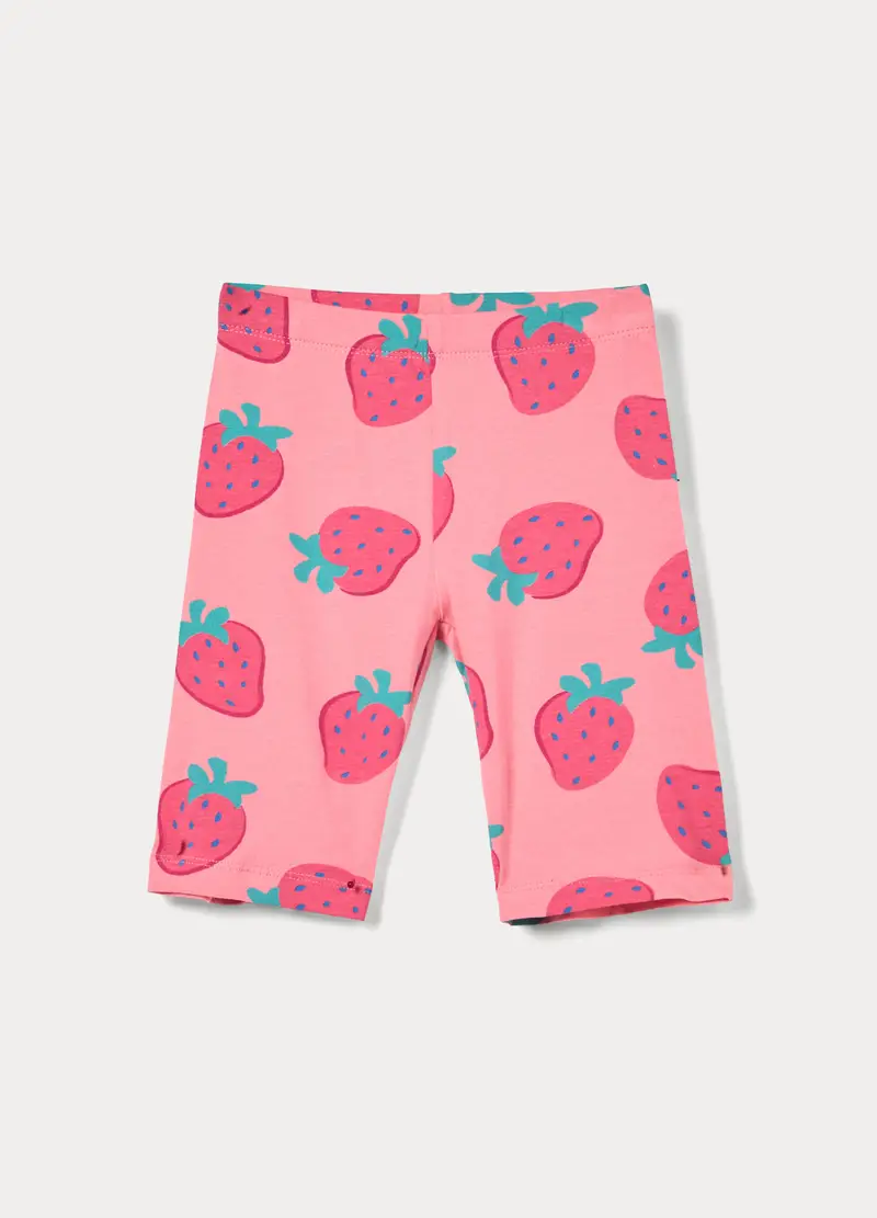 Leggings Corti In Jersey Di Cotone Stretch Bambina, Rosa pastello miniatura 2