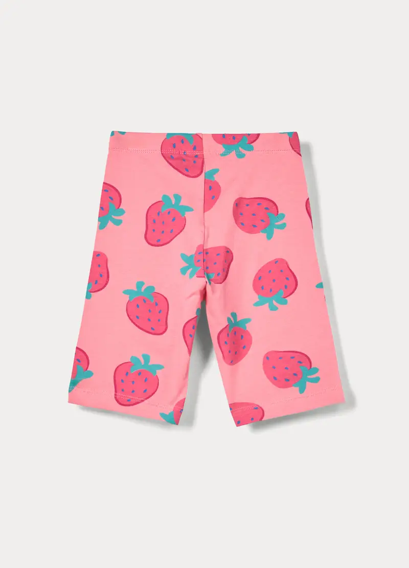 Leggings Corti In Jersey Di Cotone Stretch Bambina, Rosa pastello