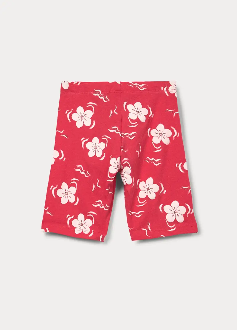 Leggings Corti In Jersey Di Cotone Stretch Bambina, Rosso aragosta miniatura 2