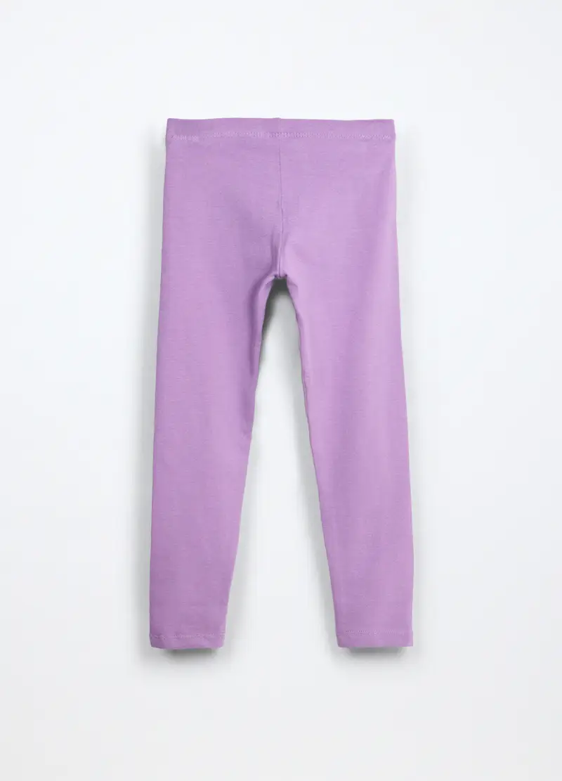 Leggings In Cotone Stretch Bambina, Viola lilla