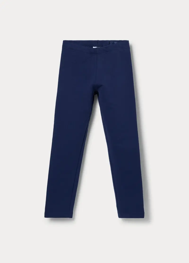 Leggings In French Terry Di Cotone Bambina, Blu Bluette