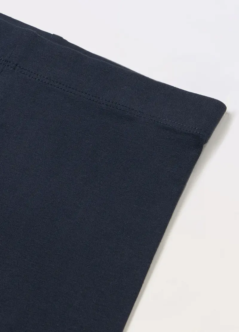 Leggings In Jersey Di Cotone Stretch Ragazza, Bambina, Blu scuro miniatura 2