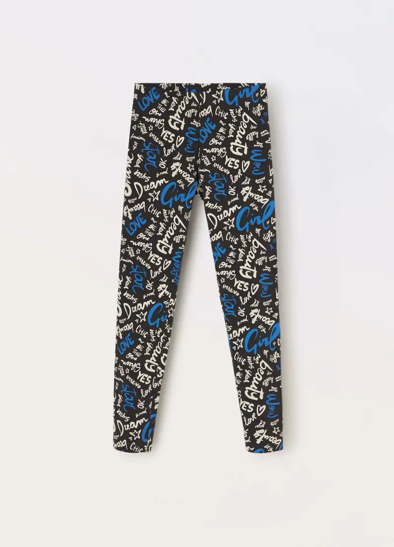 Leggings In Jersey Di Cotone Stretch Ragazza, Bambina, Grigio scuro