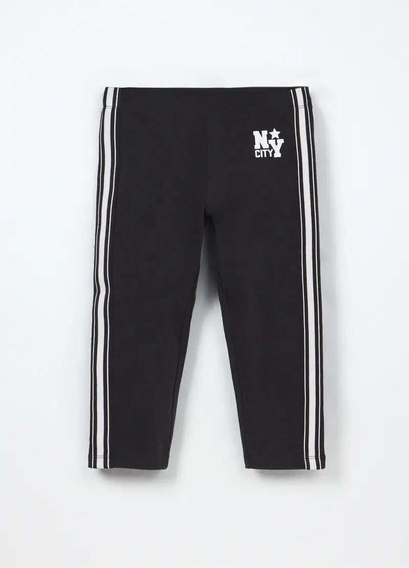 Leggings In Jersey Di Cotone Stretch Ragazza, Bambina, Grigio scuro