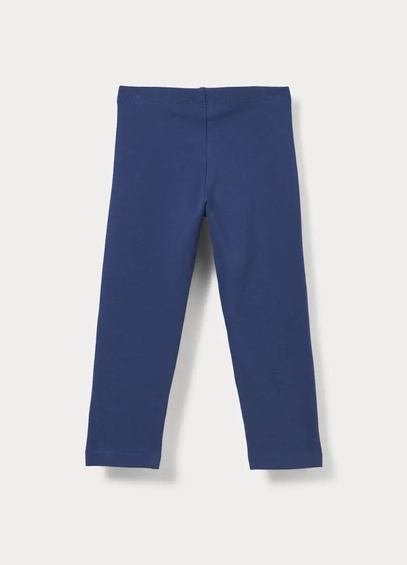 Leggings Slim Fit In Jersey Di Cotone Stretch Bambina, Blu scuro miniatura 2
