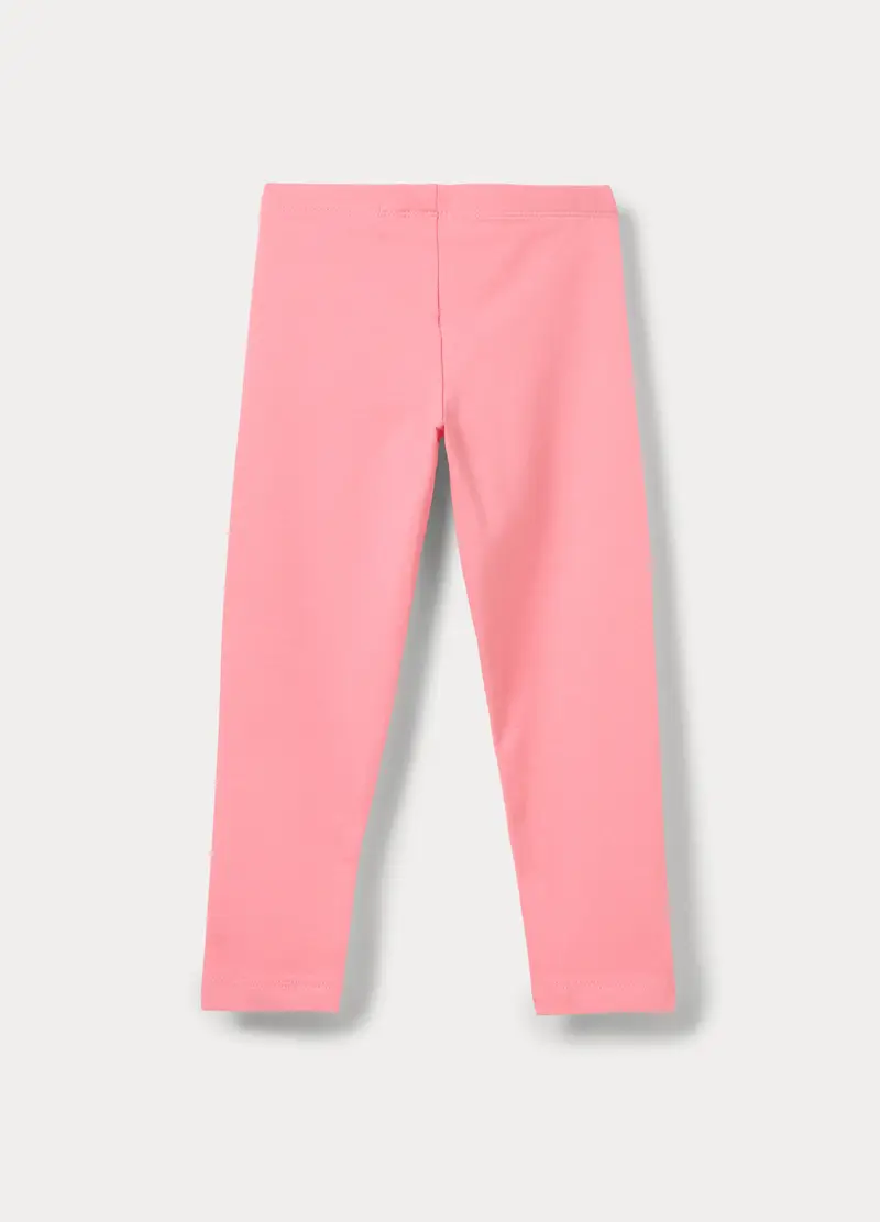 Leggings Slim Fit In Jersey Di Cotone Stretch Bambina, Rosa pastello miniatura 2