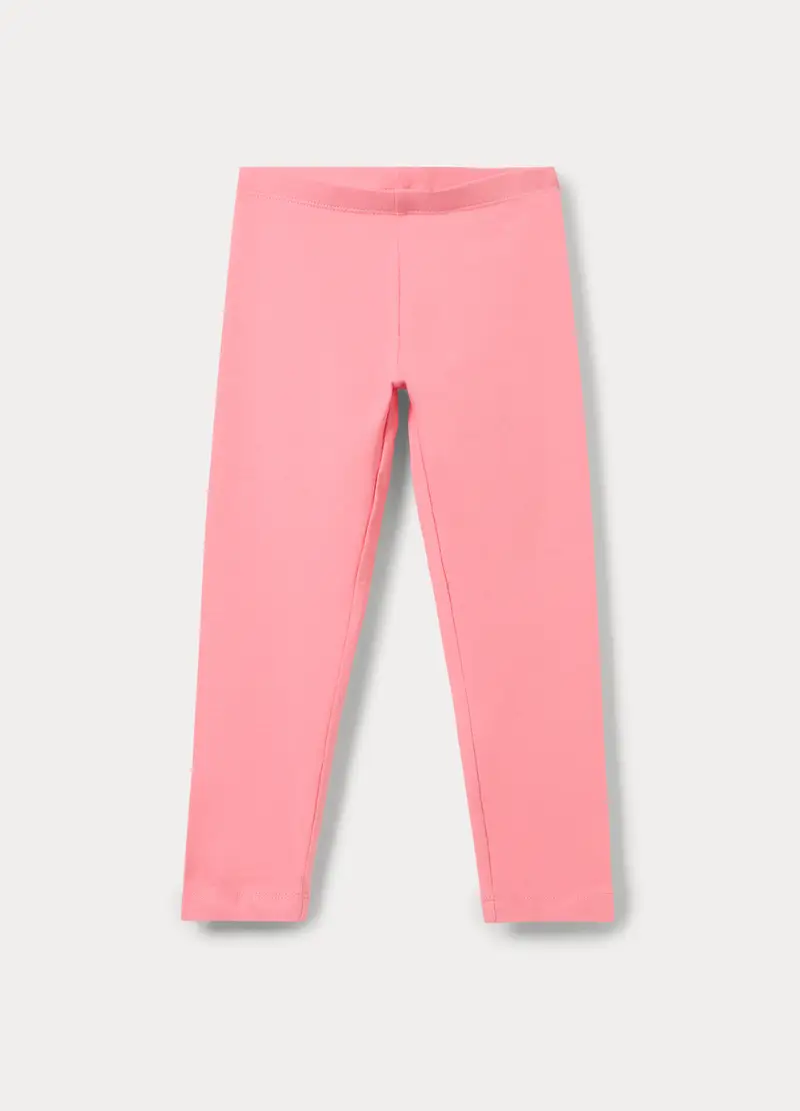 Leggings Slim Fit In Jersey Di Cotone Stretch Bambina, Rosa pastello