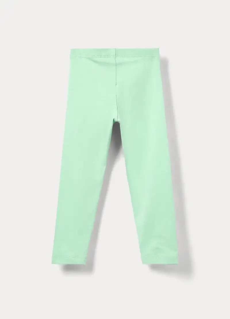 Leggings Slim Fit In Jersey Di Cotone Stretch Bambina, Verde chiaro miniatura 2