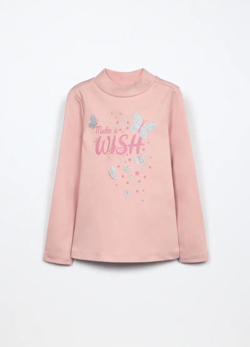 Lupetto In Interlock Di Puro Cotone Bambina, Rosa pastello