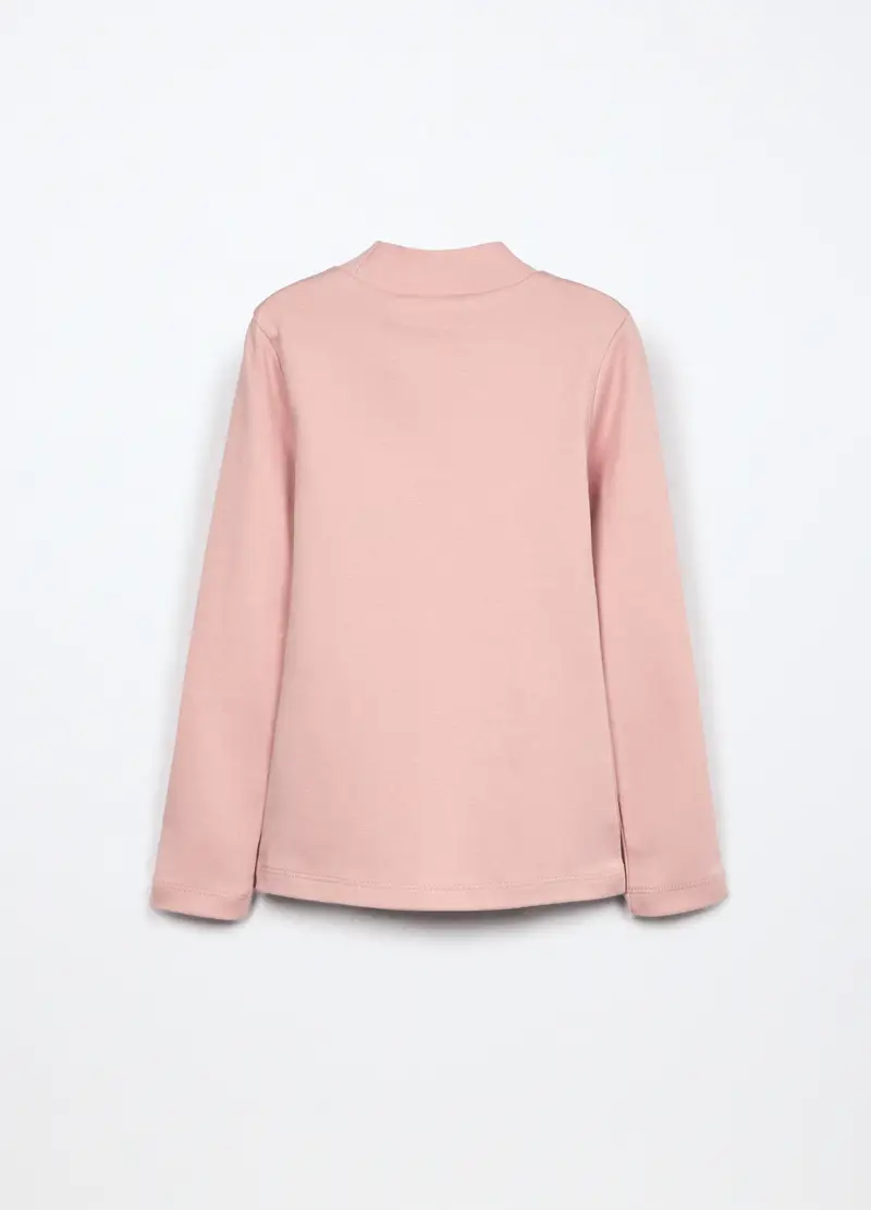 Lupetto In Interlock Di Puro Cotone Bambina, Rosa pastello miniatura 2