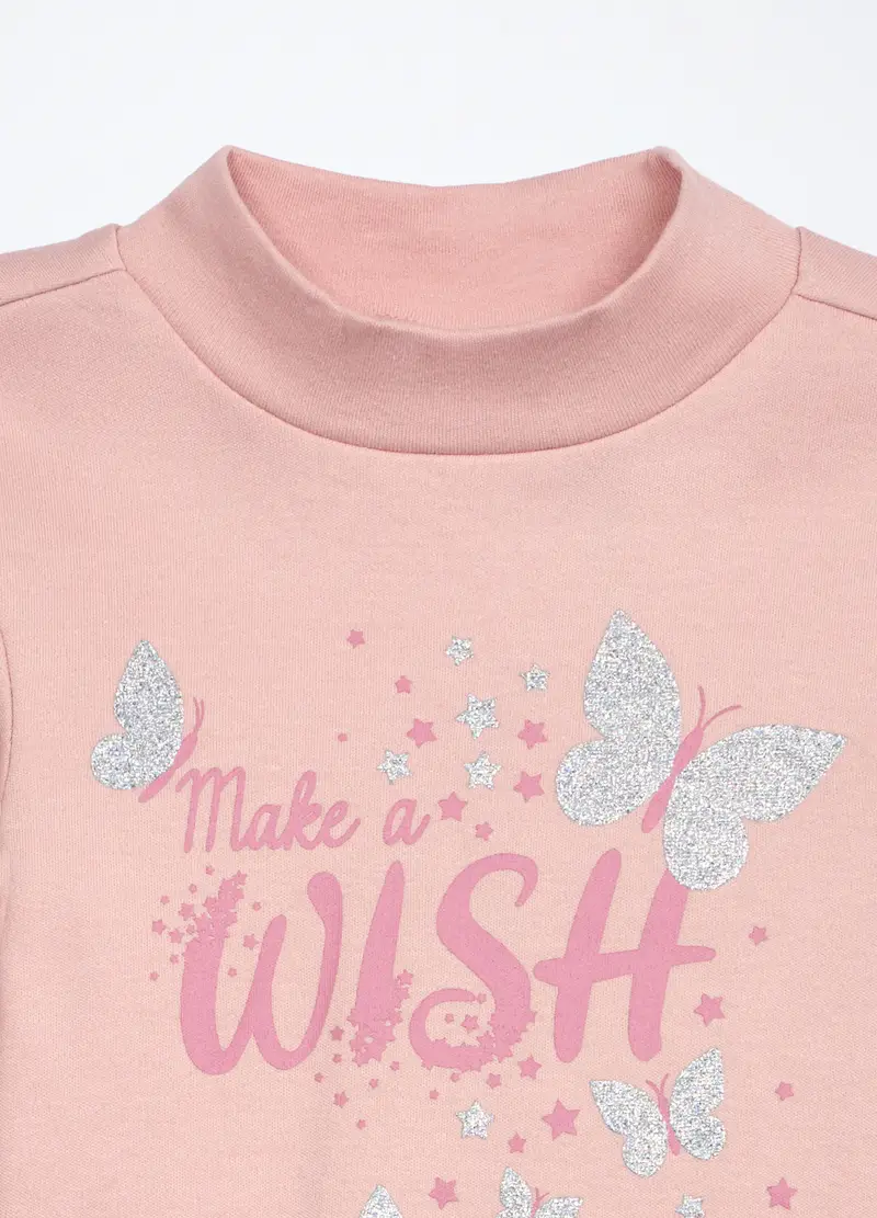 Lupetto In Interlock Di Puro Cotone Bambina, Rosa pastello miniatura 3