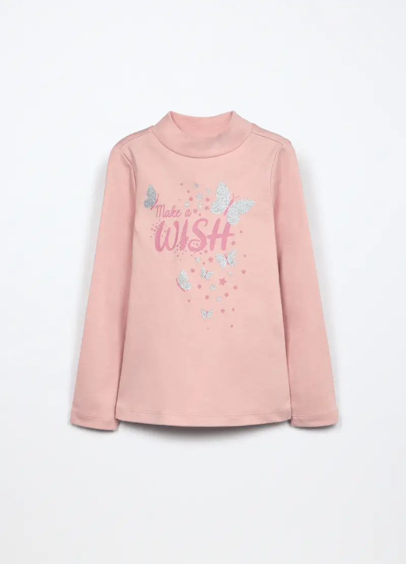 Lupetto In Interlock Di Puro Cotone Bambina, Rosa pastello