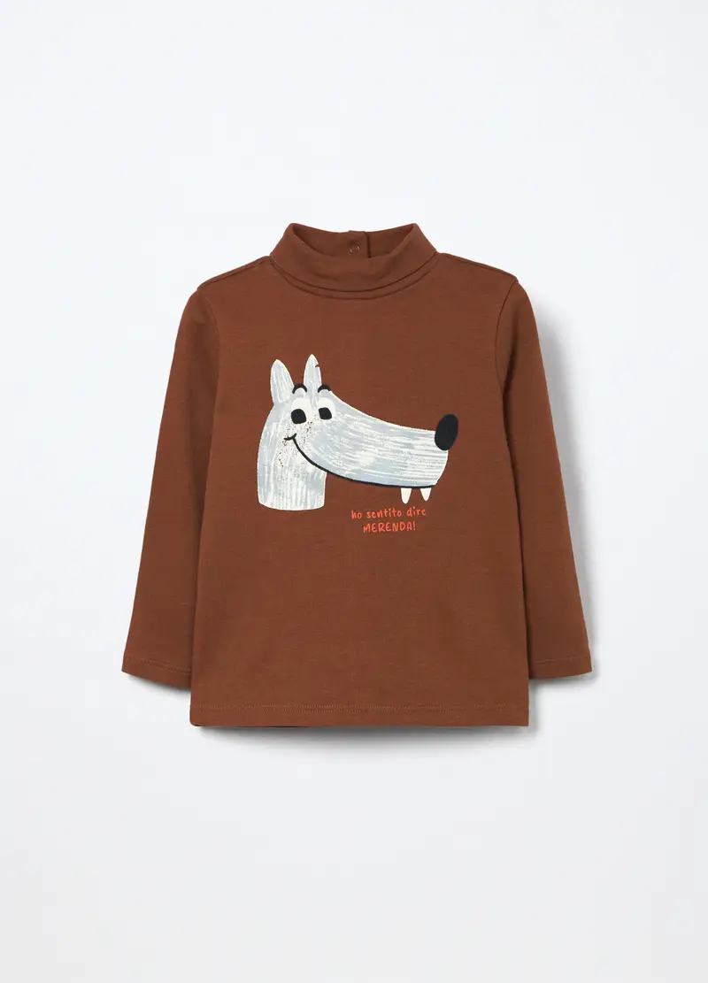 Lupetto In Interlock Di Puro Cotone Neonato, Bambino, Marrone cioccolato