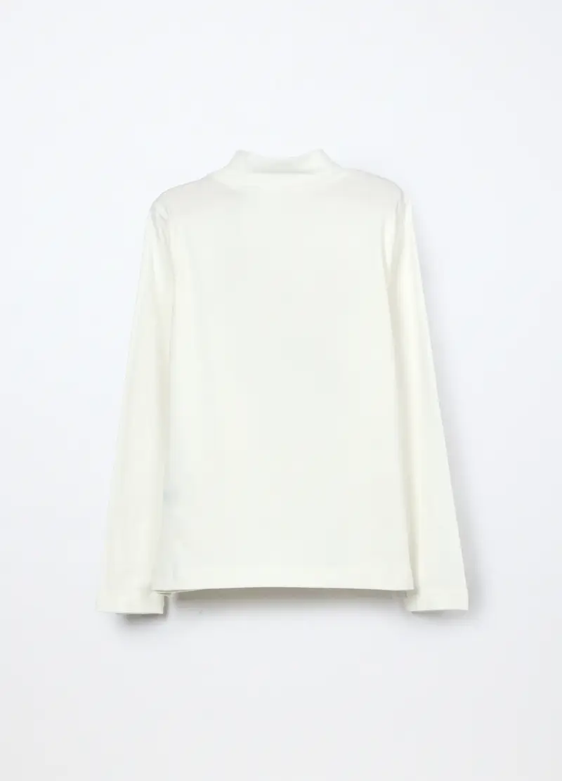 Lupetto In Jersey Di Cotone Stretch Bambina, Bianco miniatura 2