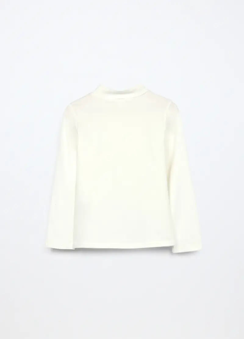 Lupetto In Jersey Di Cotone Stretch Bambina, Bianco gesso miniatura 2