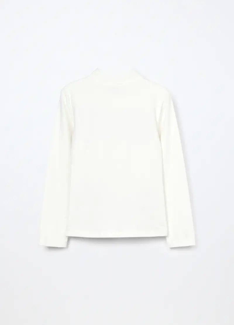 Lupetto In Jersey Di Cotone Stretch Bambina, Bianco gesso miniatura 2