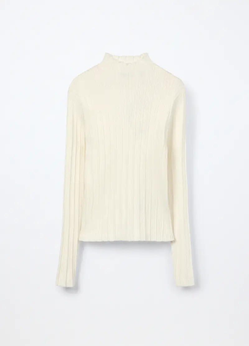 Lupetto Tricot Misto Viscosa, Bambina, Bianco panna