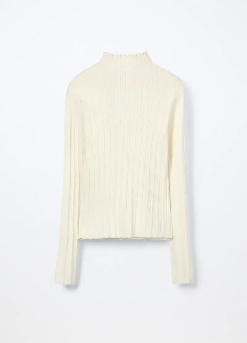 Lupetto Tricot Misto Viscosa, Bambina, Bianco panna miniatura 2