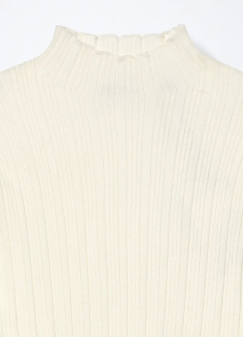 Lupetto Tricot Misto Viscosa, Bambina, Bianco panna miniatura 3