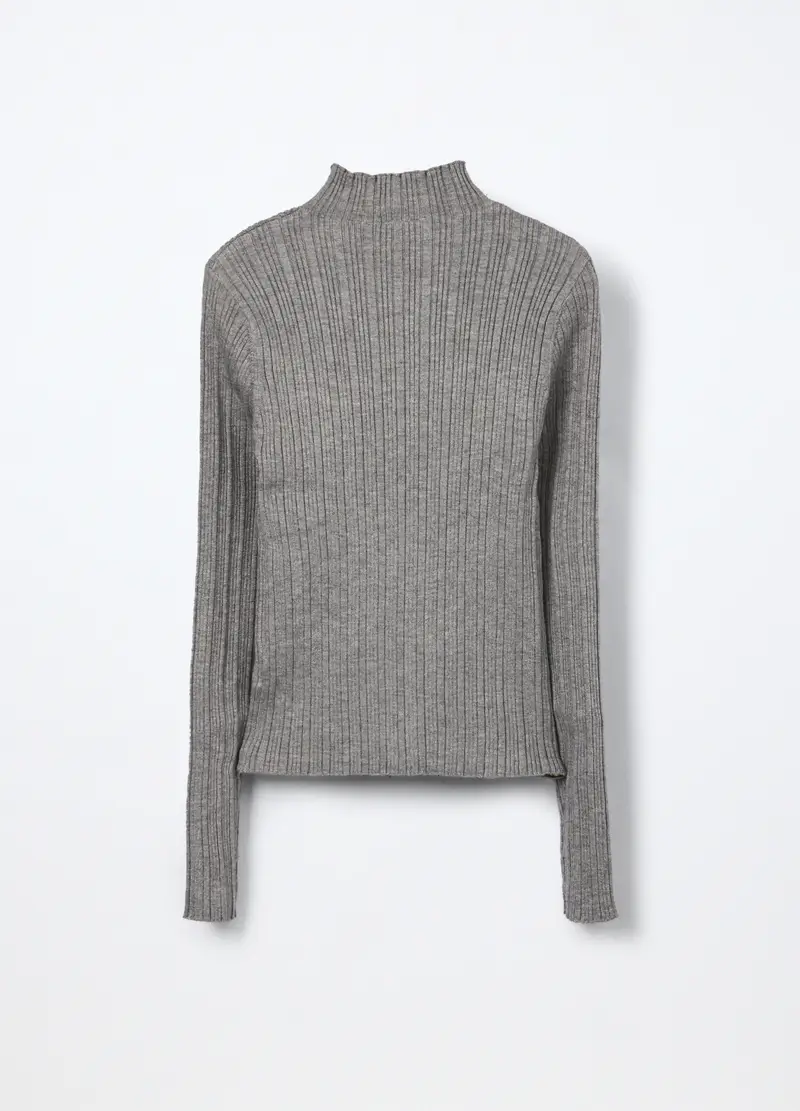 Lupetto Tricot Misto Viscosa, Bambina, Grigio chiaro melange miniatura 2