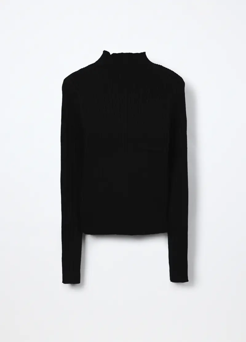 Lupetto Tricot Misto Viscosa, Bambina, Nero miniatura 2