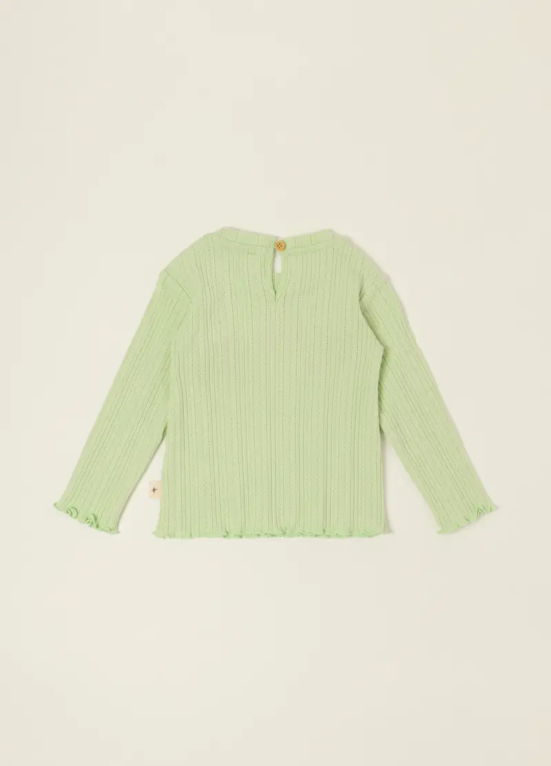 Maglia A Maniche Lunghe Verde In Misto Cotone, Neonata, Verde miniatura 2