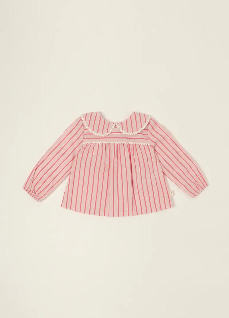 Maglia A Righe Rosa In Misto Cotone, Neonata, Rosa