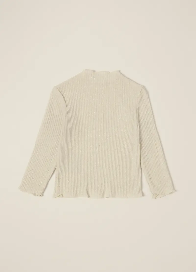 Maglia Beige A Costine Con Fibre Metalliche, Neonata, Beige chiaro miniatura 2