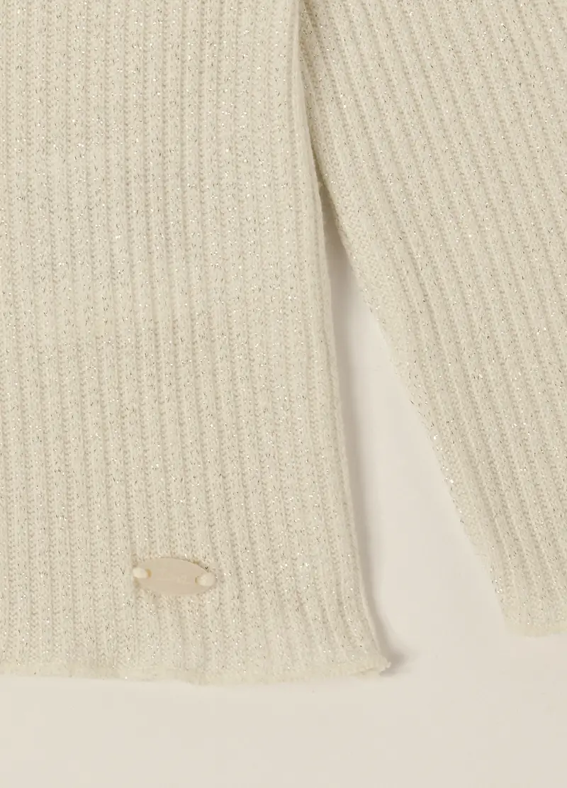 Maglia Beige A Costine Con Fibre Metalliche, Neonata, Beige chiaro miniatura 3